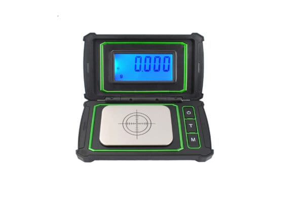 A VAR 30 Large Display Milligram Scale with a green display.
