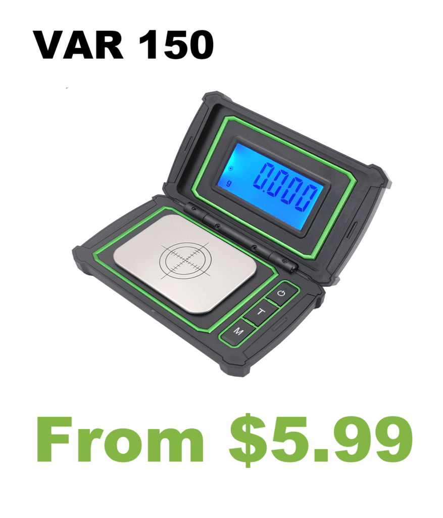 A digital scale with the words VAR 30 Large Display Milligram Scale.