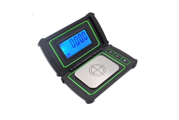 A small electronic scale with a VAR 30 Large Display Milligram Scale.