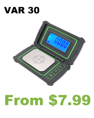 A digital scale with the VAR 30 Large Display Milligram Scale on it.