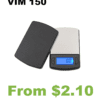 A VIM 150 Digital Pocket Scale with the words vim 150.