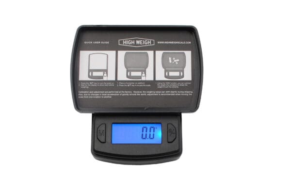 A VIM 150 Digital Pocket Scale with a black cover on a white background.