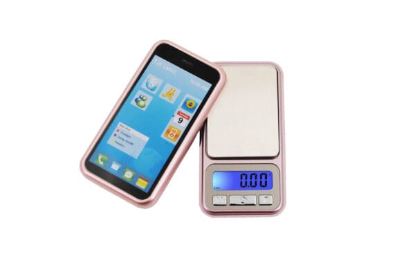 A VIP 150 Smartphone Styled Pocket Scale with a digital scale on it.