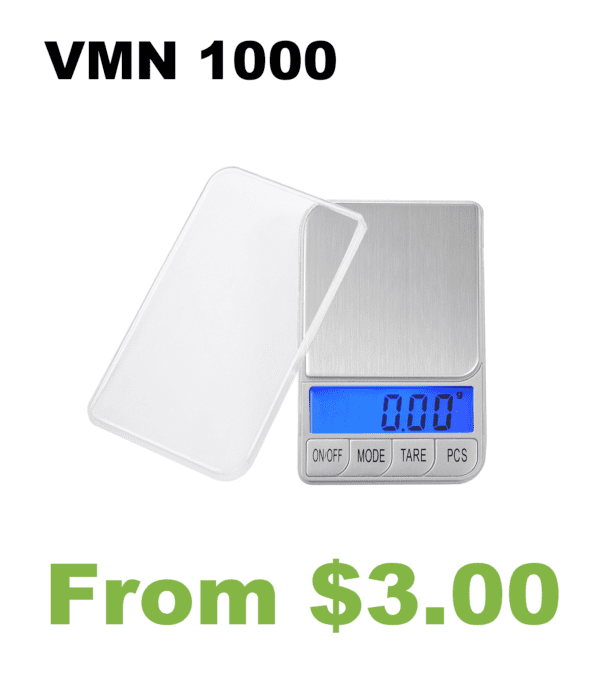 A VMN 200 Large Display Digital Pocket Scale with the words vmn 1000 on it.