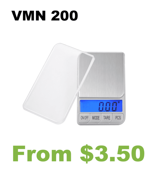 A VMN 200 Large Display Digital Pocket Scale with the words vmn 200.