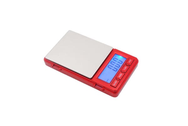 A red VPL 750 Digital Pocket Counting Scale on a white background.