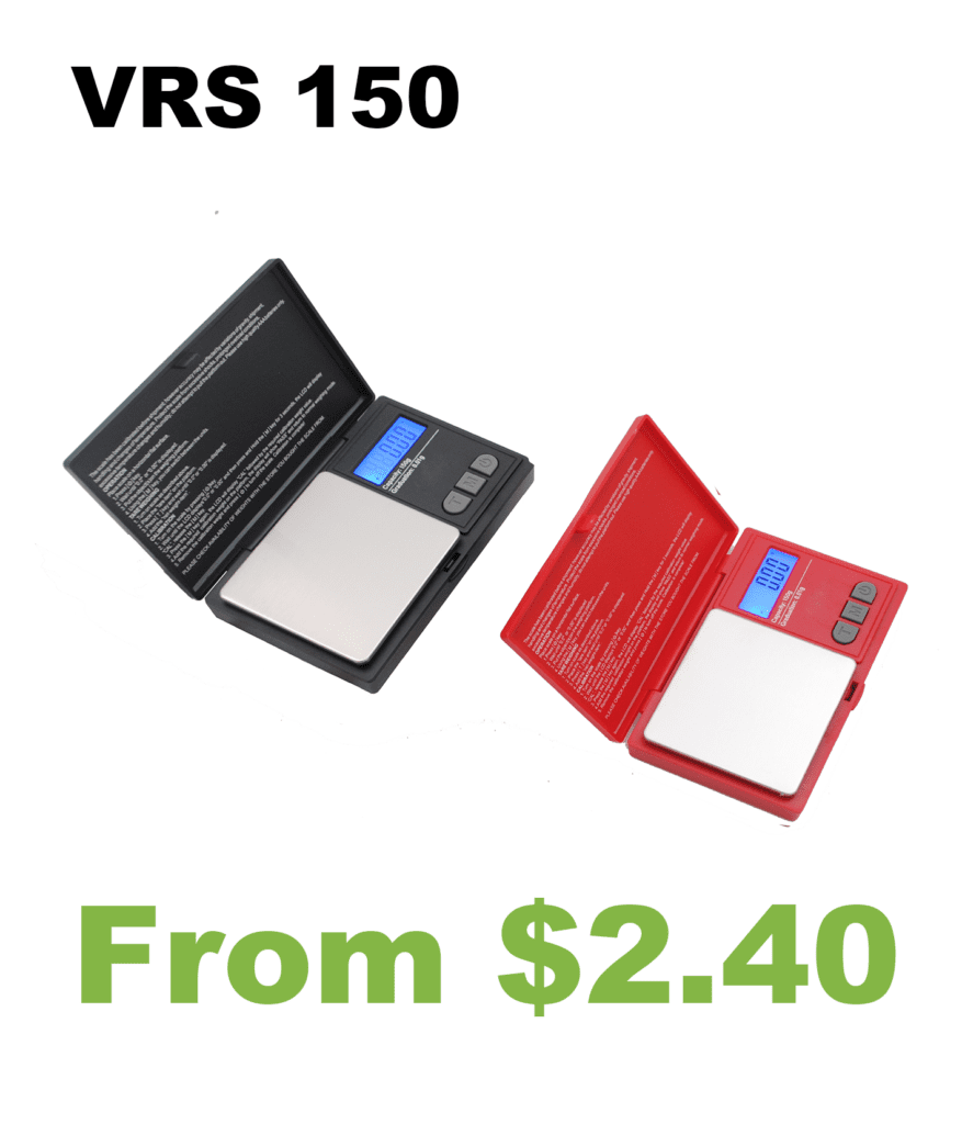 The VRS 700 Classic Digital Pocket Scale is a small scale with a red and black design.
