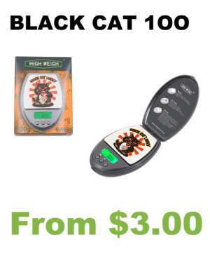 A Black Cat 100 Digital Pocket Scale and a package.