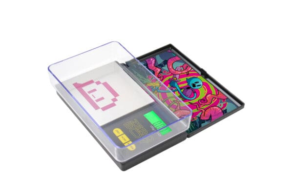 A small box with a ZERO BOY 150 Digital Pocket Scale design on it.